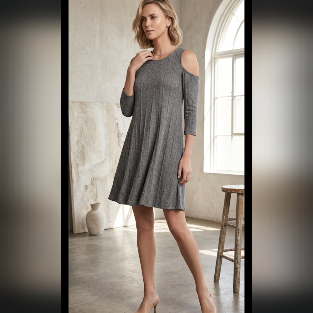 BCBGeneration Gray cold shoulder Dress M